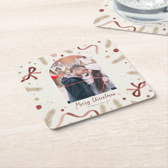 Dessous De Verre Carré Whimsical Christmas Coaster – Custom Photo Space (Incliné)