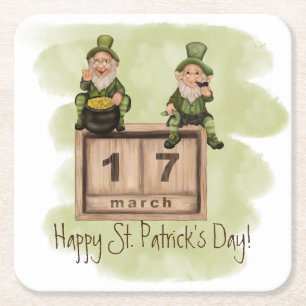 Dessous De Verre Carré Whimsical Leprechauns St. Patrick's Day