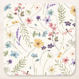 Dessous De Verre Carré Whimsical Wildflowers Meadow Wedding