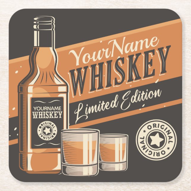 Dessous De Verre Carré Whiskey Liquor Bottle Western Bar  (Devant)