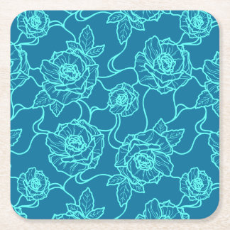 Dessous De Verre Carré Whispers of Rose, Elegant Line Art Floral