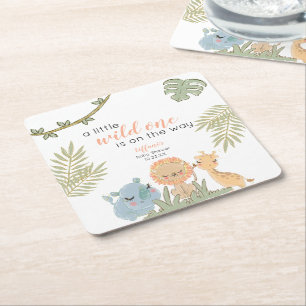 Dessous De Verre Carré Wild One Safari Animaux Fille Baby shower