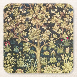 Dessous De Verre Carré William Morris Arbre De Vie Floral Art Vintage