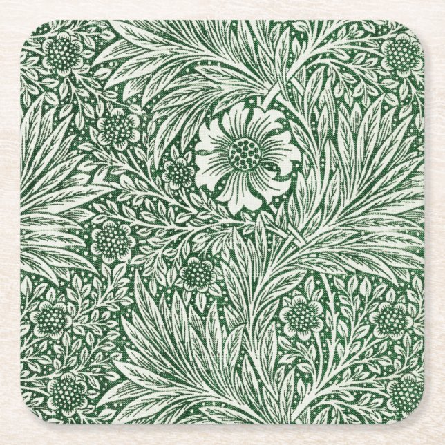Dessous De Verre Carré william morris marigold fleurs vertes (Devant)