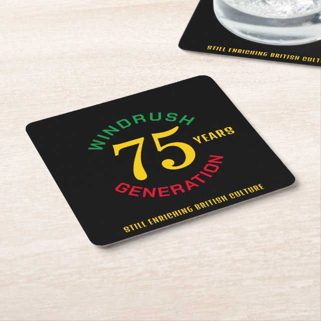 Dessous De Verre Carré Windrush 75e anniversaire (Incliné)