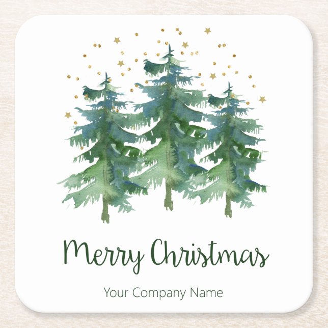 Dessous De Verre Carré Winter Forest Merry Christmas Company (Devant)
