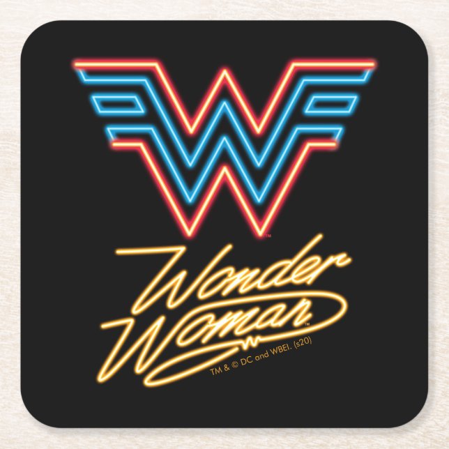 Dessous De Verre Carré WW84 | Logo Wonder Woman Neon Light (Devant)