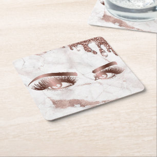 Dessous De Verre Carré yeux roses en or