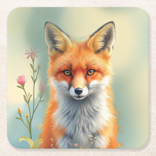 Dessous De Verre Carré Yeux saisissants d'un renard roux rusé