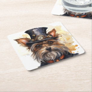Dessous De Verre Carré Yorkshire Terrier Chien Steampunk