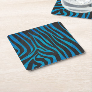 Dessous De Verre Carré Zebra Black et Blue Print
