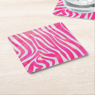 Dessous De Verre Carré Zebra Hot Pink et White Print
