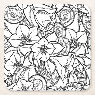 Dessous De Verre Carré Zendoodle fleuri
