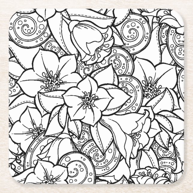 Dessous De Verre Carré Zendoodle fleuri (Devant)