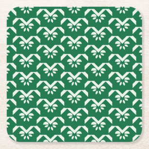 Dessous De Verre Carré Zigzag floral vert