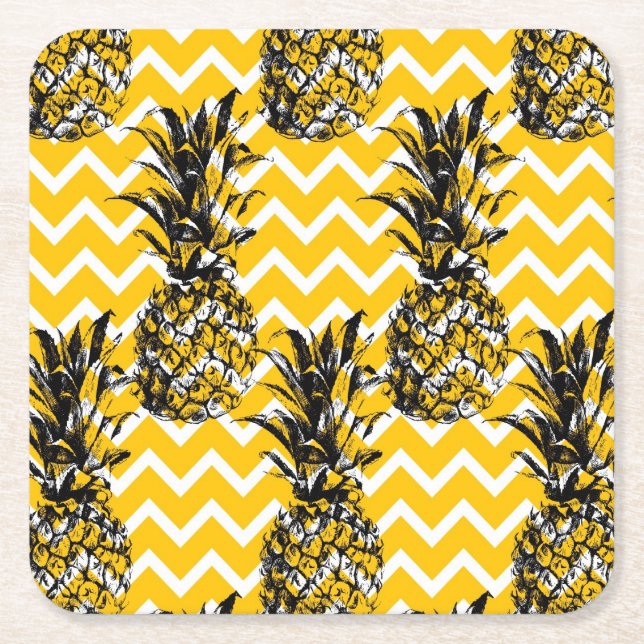 Dessous De Verre Carré Zigzags d'ananas (Devant)