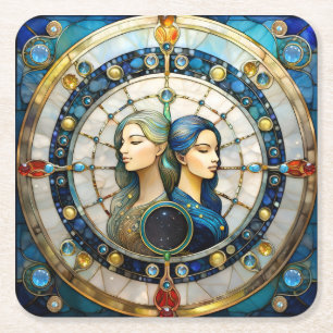 Dessous De Verre Carré Zodiac - Gemini Les Jumeaux
