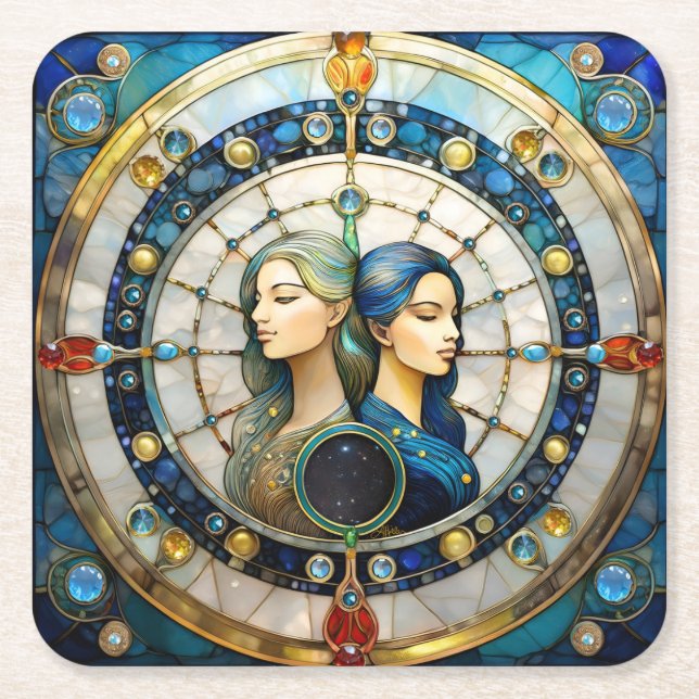 Dessous De Verre Carré Zodiac - Gemini Les Jumeaux (Devant)