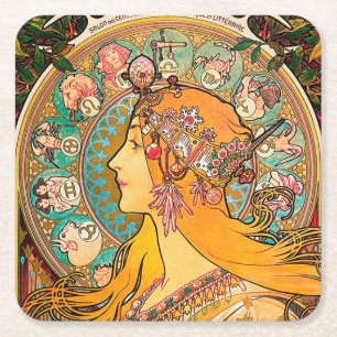 Dessous De Verre Carré Zodiac, Mucha