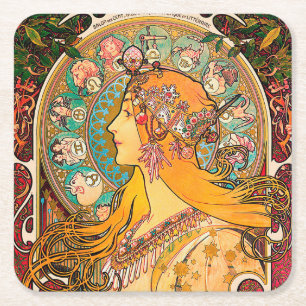 Dessous De Verre Carré Zodiac, Mucha