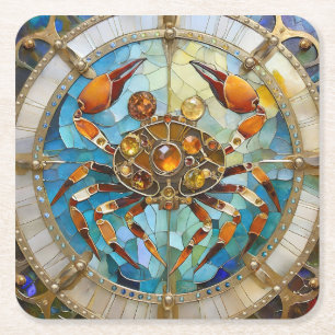 Dessous De Verre Carré Zodiaque - Cancer Le Crabe