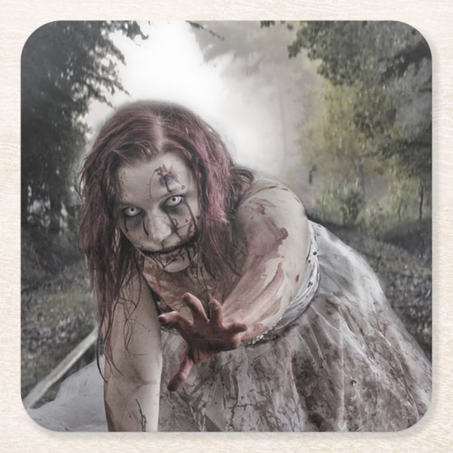 Dessous De Verre Carré Zombie sur les traces (Devant)
