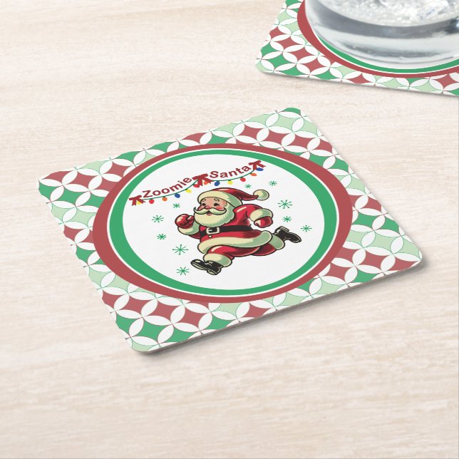 Dessous De Verre Carré Zoomie Santa Christmas (Incliné)