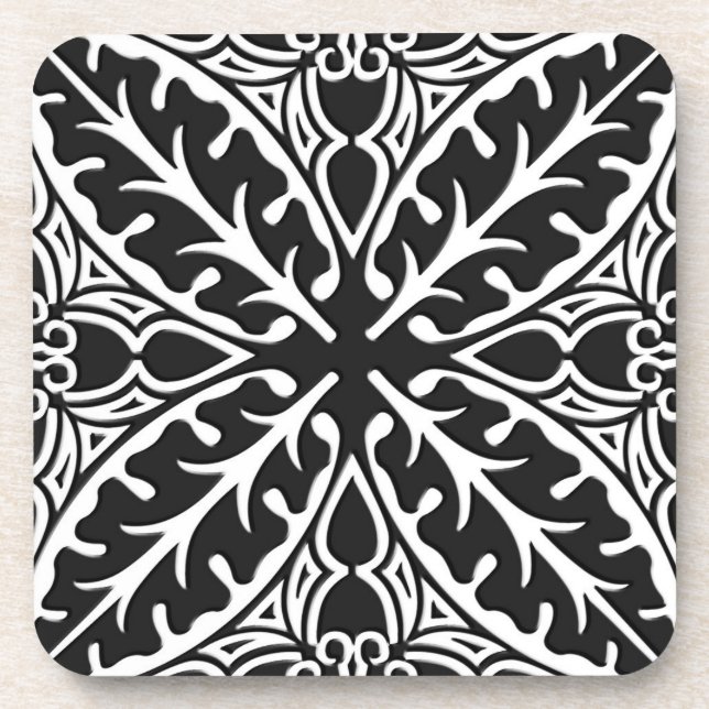 Dessous-de-verre Carreaux marocains - noir et blanc (Devant)