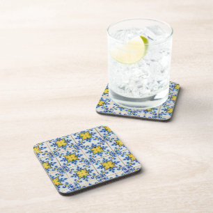 Dessous-de-verre Carreaux portugais - Azulejo Motif bleu et jaune