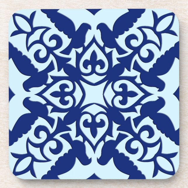 Dessous-de-verre Carrelage marocain - bleu marine et bleu clair (Devant)
