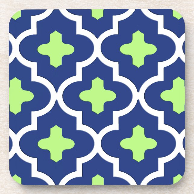 Dessous-de-verre Carrelage marocain classique, bleu cobalt et citro (Devant)