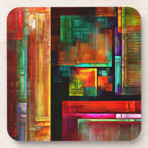 Dessous-de-verre Carrés colorés Motif d'art Abstrait moderne #04