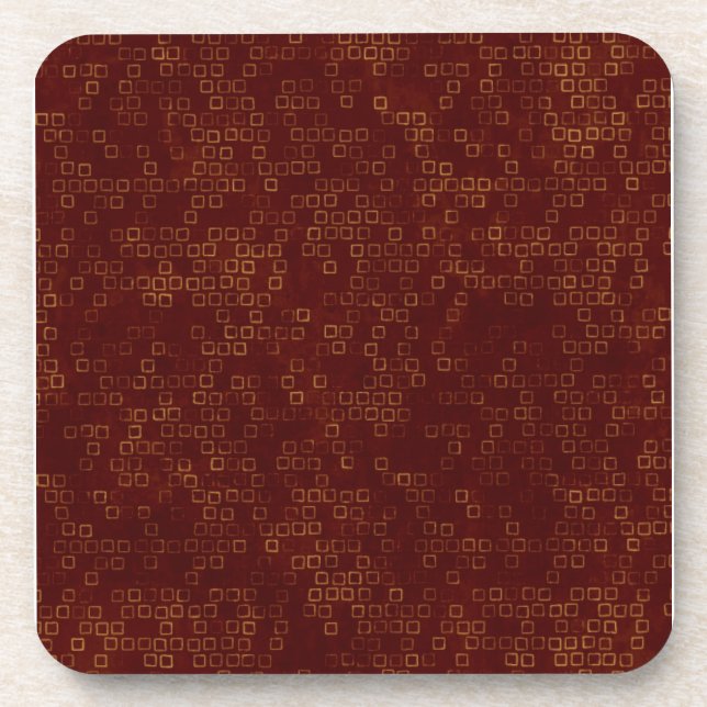 Dessous-de-verre Carrés Hollow Gold sur Dark Red (Devant)