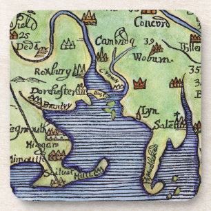 DESSOUS-DE-VERRE CARTE 1677 DE LA NOUVELLE ANGLETERRE