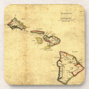 Dessous-de-verre Carte 1837 - îles d'Hawaï de cru hawaïennes