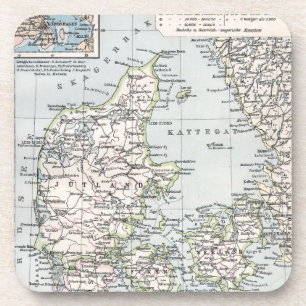 Dessous-de-verre Carte ancienne du Danemark, Danmark en danois, 190