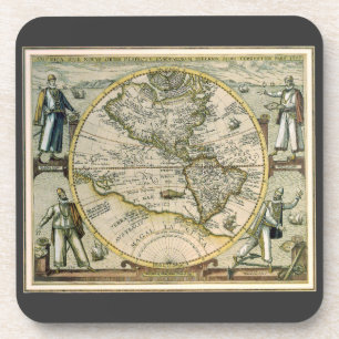 Dessous-de-verre Carte antique, 1596, America Sive Novus Orbis