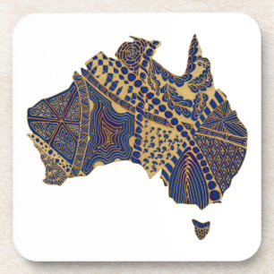 Dessous-de-verre Carte Australie Tan-Bleu-Rouge