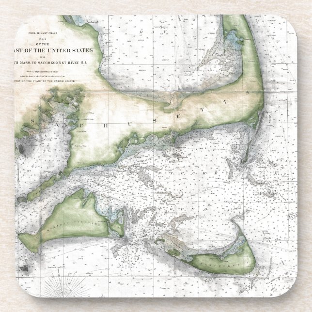 Dessous-de-verre Carte Cape Cod, Nantucket, Martha's Vineyard (Devant)