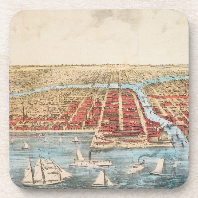 Dessous-de-verre CARTE : CHICAGO, c1857 (Devant)