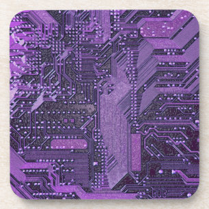 Dessous-de-verre Carte Cyber Circuit Purple Tech Art Electronique