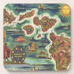 Dessous-de-verre Carte de 1950 Dole de Hawaii Joseph Feher Oil Pain