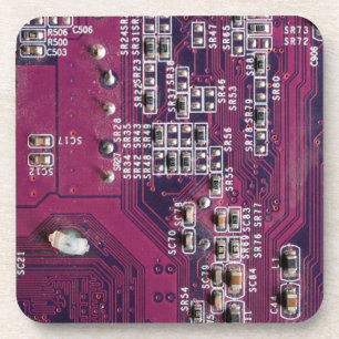 Dessous-de-verre Carte de circuit électronique rouge