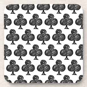 Dessous-de-verre Carte de Jeu Noir Symbole Club Forme Lino Coupe
