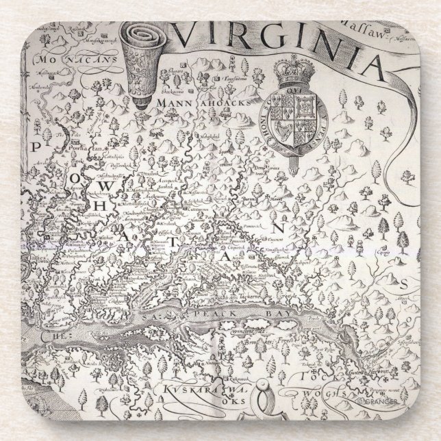Dessous-de-verre Carte de la Virginie, 1612 (Devant)