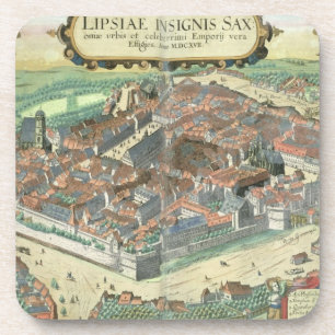 Dessous-de-verre Carte de Leipzig, de "Civitates Orbis Terrarum"
