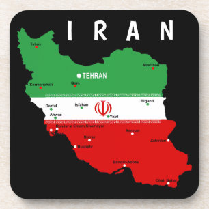 Dessous-de-verre Carte de l'Iran avec drapeau et emblème