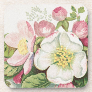 Dessous-de-verre Carte de Noël vintage rétro, Fleurs de pommier