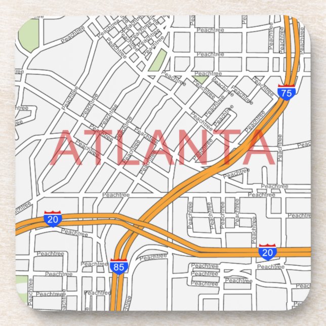 Dessous-de-verre Carte de route d'Atlanta Peachtree (Devant)