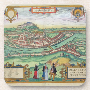 Dessous-de-verre Carte de Salzbourg, de "Civitates Orbis Terrarum"